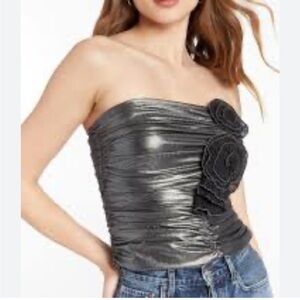 Amanda Uprichard Tenley Metallic Strapless Top